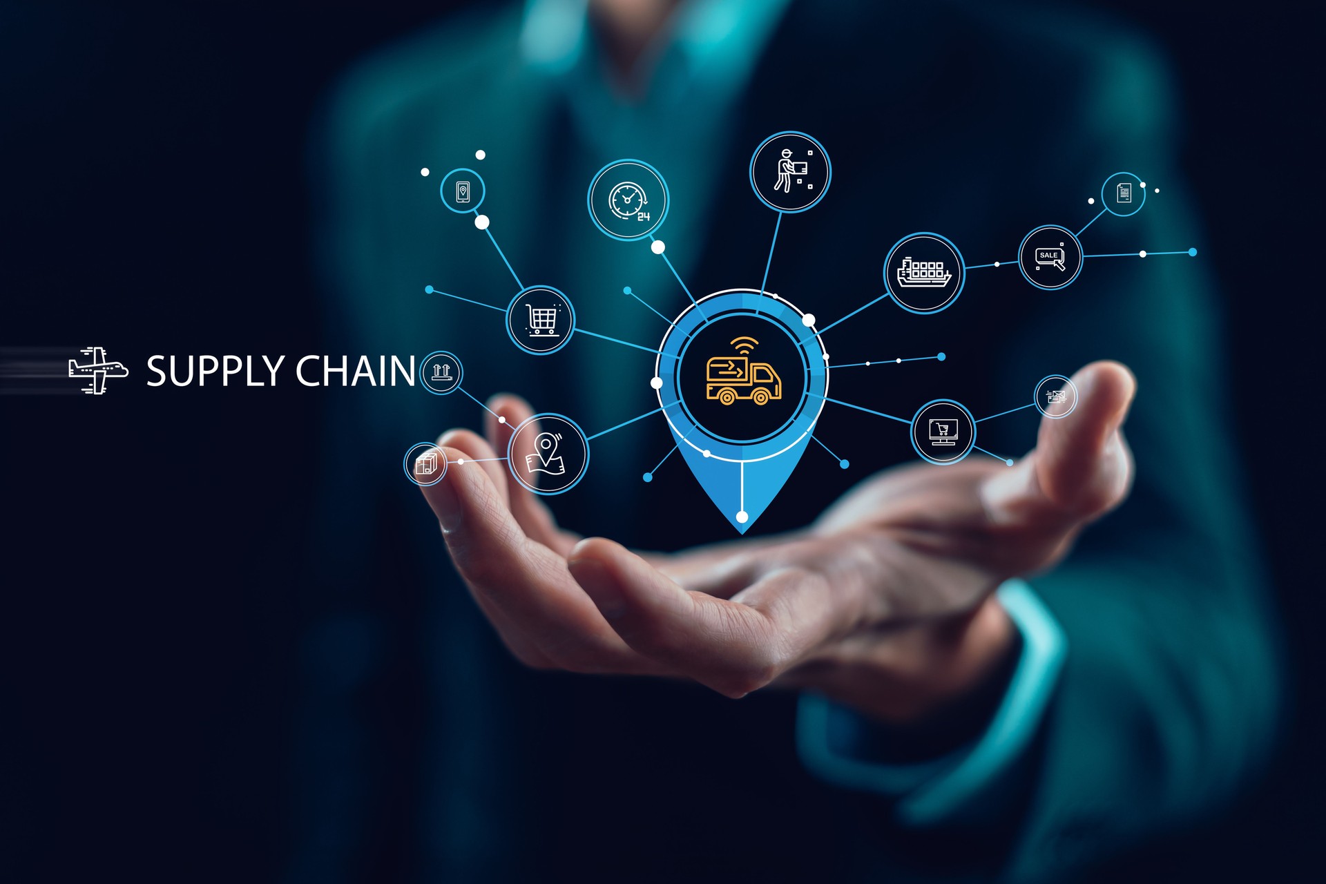 Supply Chain Management concept transportation and logistic suppliers, import export and transport industry. network distribution growth. container cargo ship and trucks of industrial cargo freight for shipping.