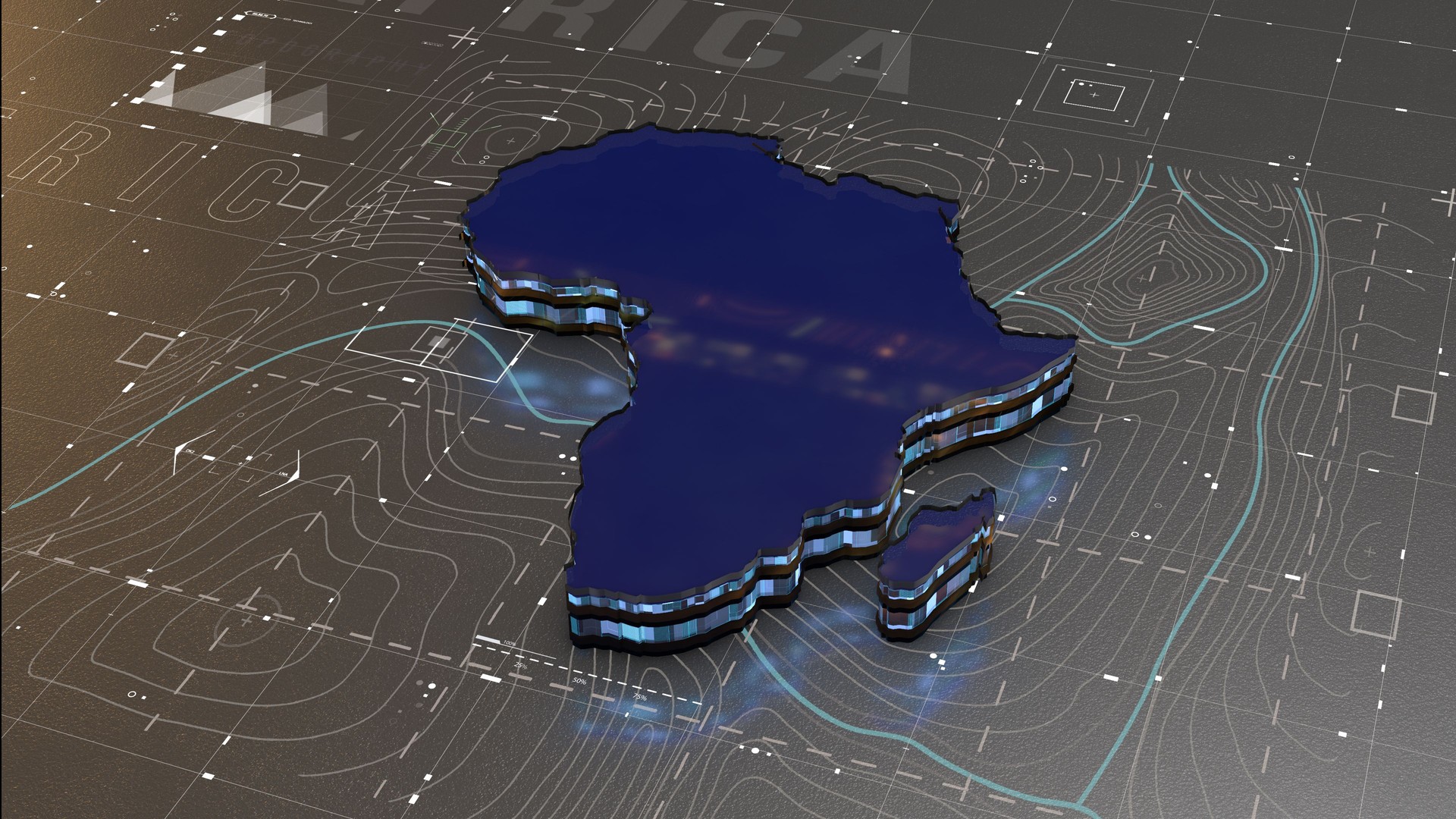 Africa map Digital background Loop 4k